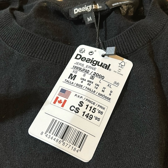 Desigual Sweater Erne Sheer and light weight. NWT. Medium - Picture 2 of 4